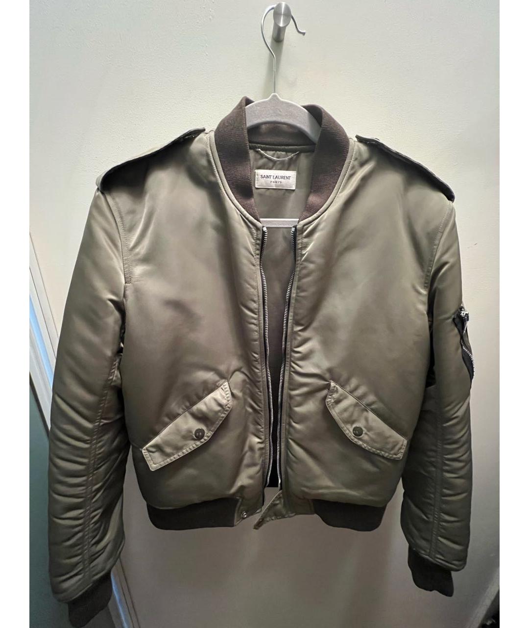 SAINT LAURENT Хаки атласная куртка, фото 5