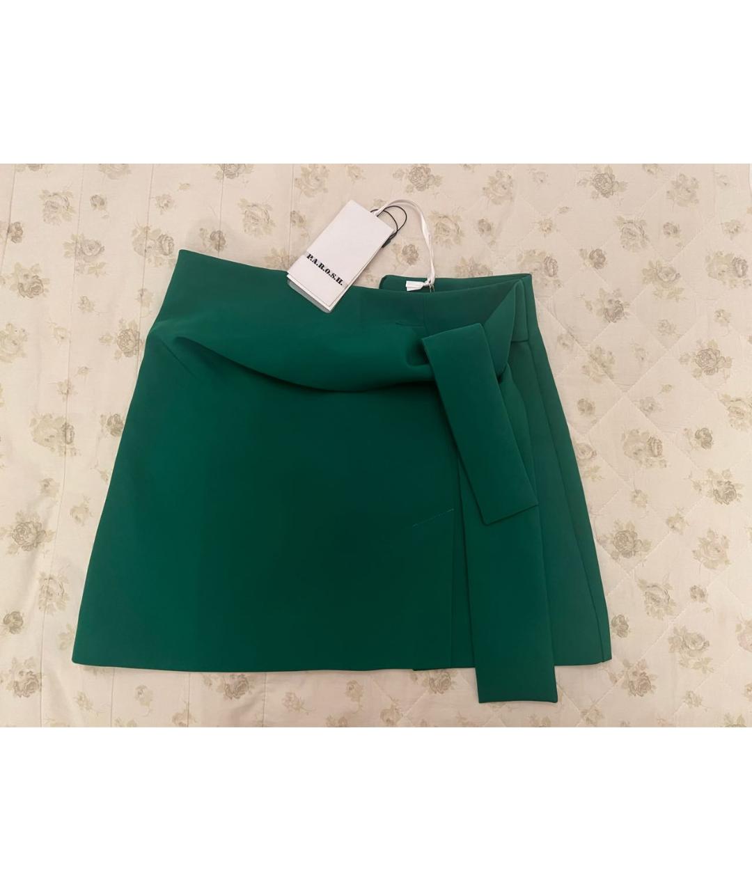 P.A.R.O.S.H. Зеленая вискозная юбка мини, фото 5