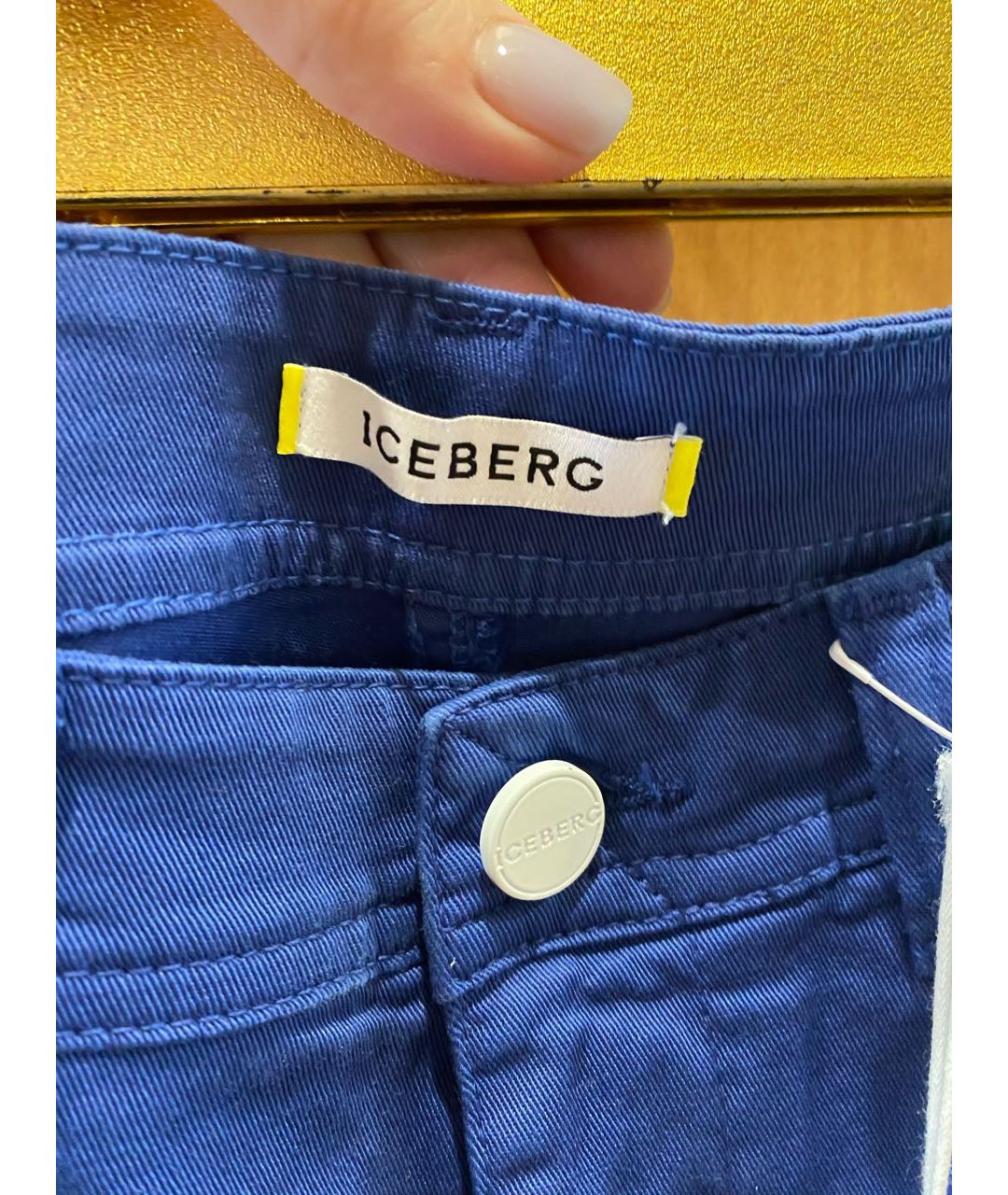 ICEBERG Синие хлопко-полиэстеровые прямые джинсы, фото 4