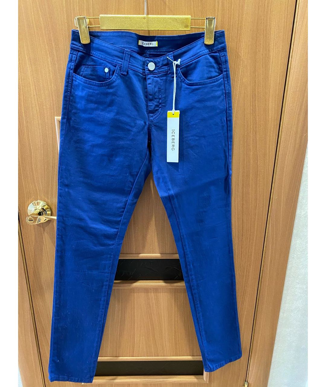 ICEBERG Синие хлопко-полиэстеровые прямые джинсы, фото 6