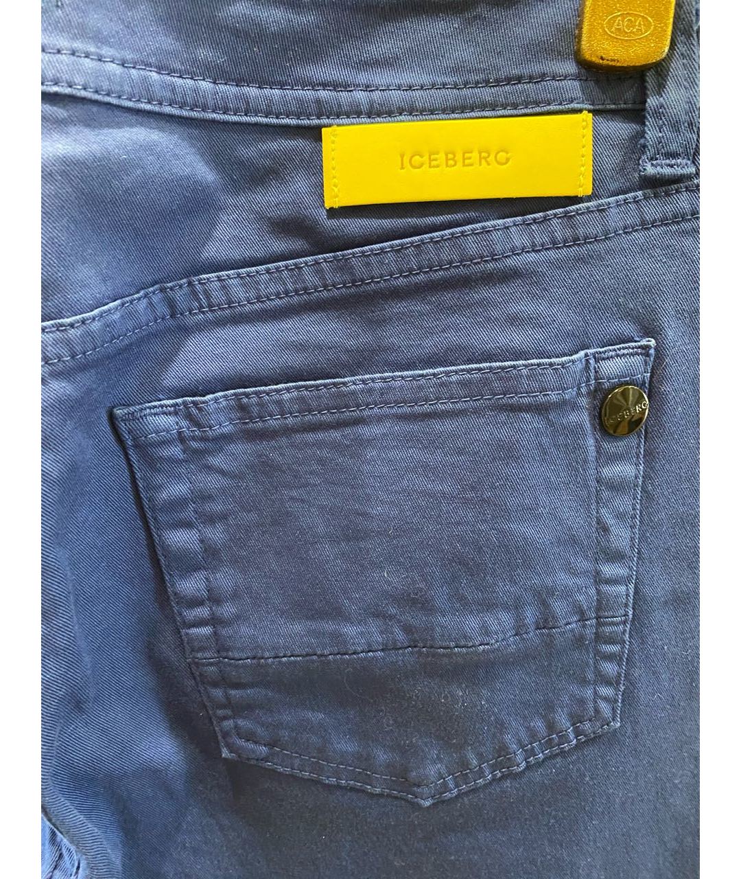 ICEBERG Синие хлопко-полиэстеровые прямые джинсы, фото 3