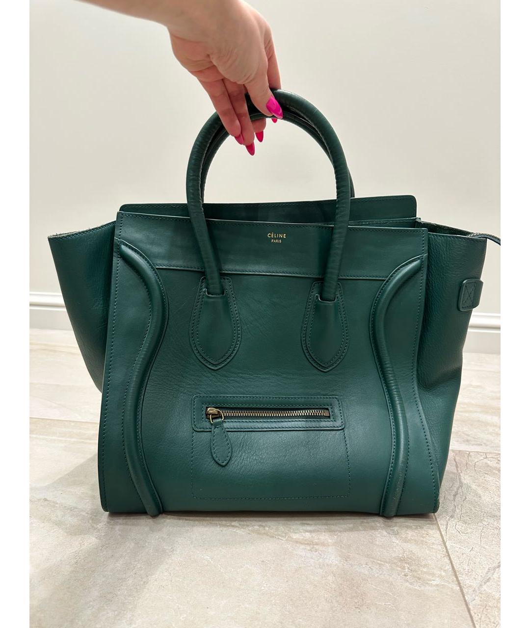 CELINE Зеленая кожаная сумка тоут, фото 2