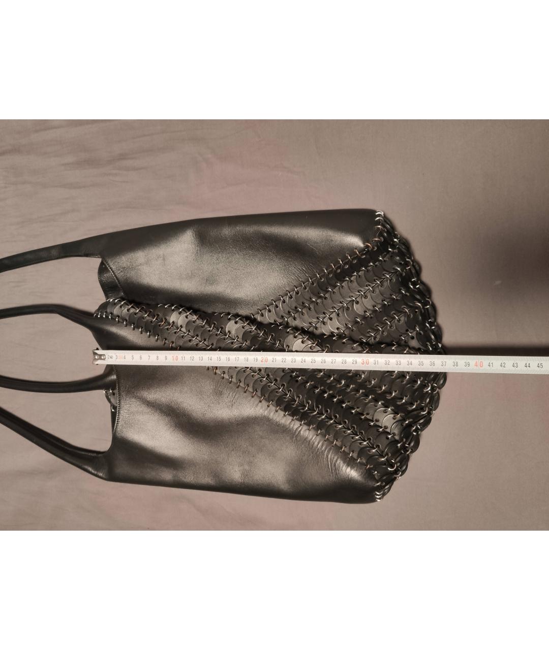 PACO RABANNE Черная кожаная сумка тоут, фото 7
