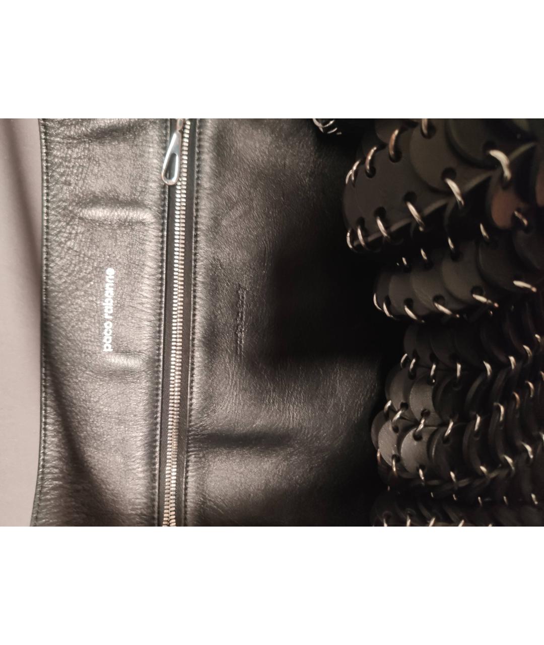 PACO RABANNE Черная кожаная сумка тоут, фото 4