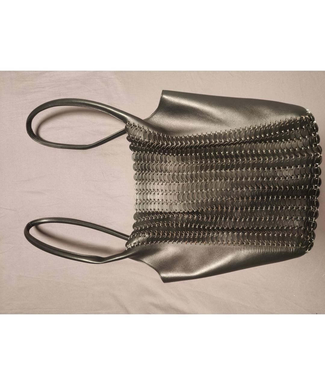 PACO RABANNE Черная кожаная сумка тоут, фото 3