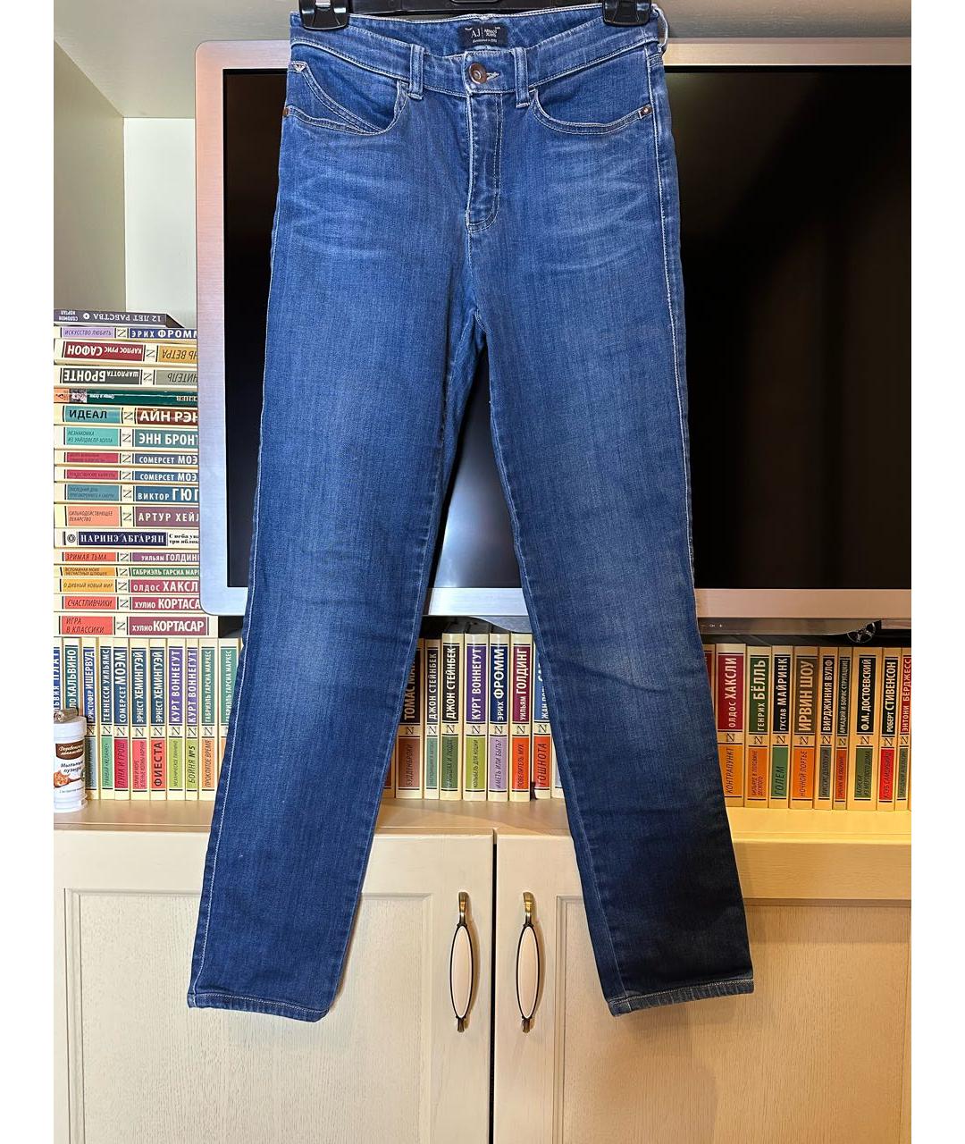 ARMANI JEANS Синие хлопко-полиэстеровые джинсы слим, фото 8