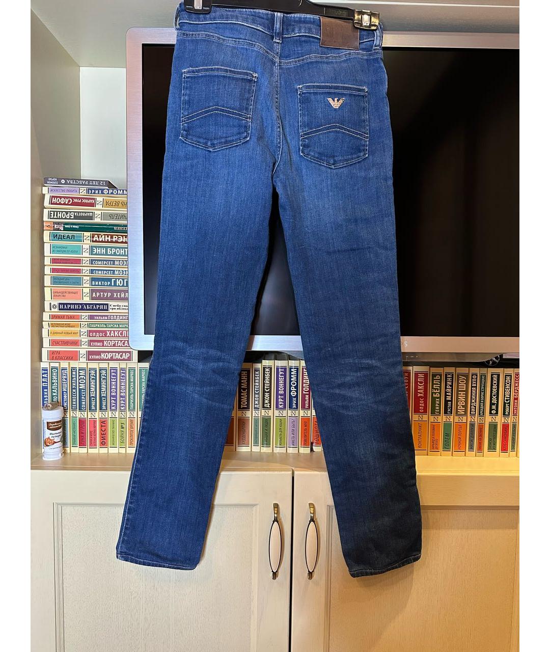 ARMANI JEANS Синие хлопко-полиэстеровые джинсы слим, фото 2