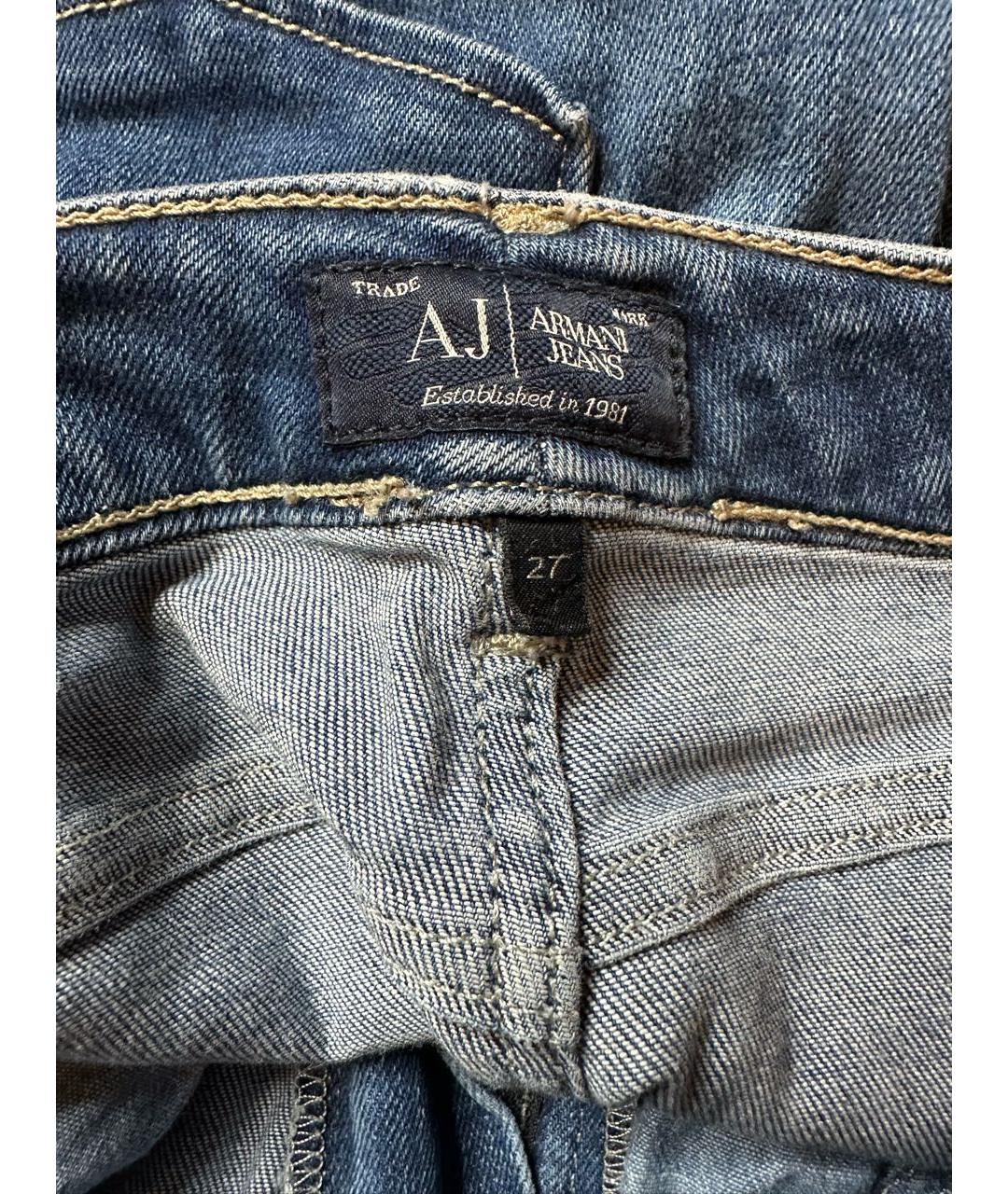 ARMANI JEANS Синие хлопко-полиэстеровые джинсы слим, фото 6