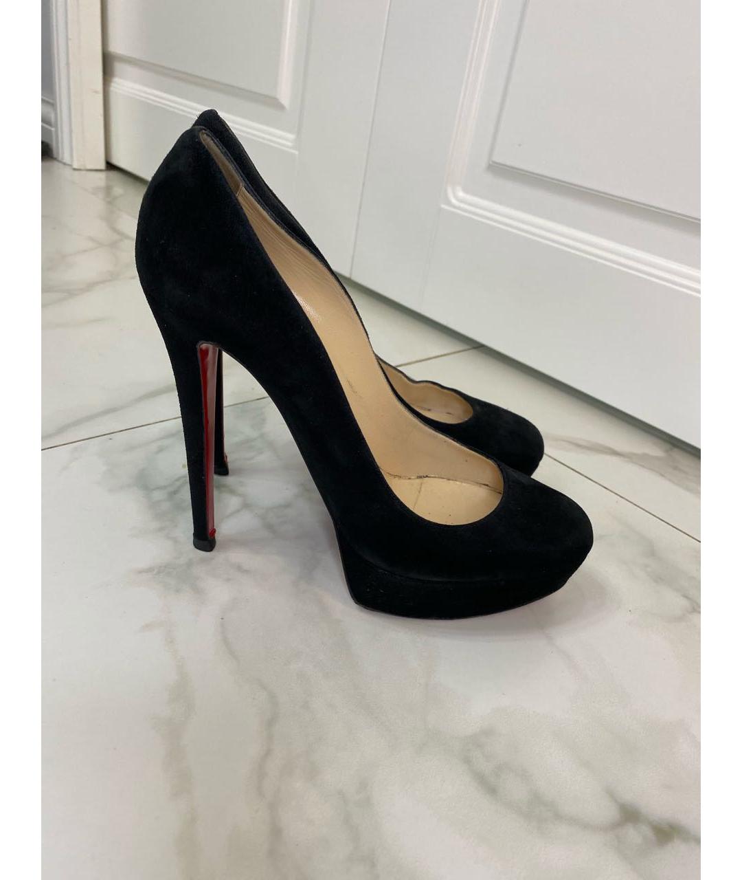 CHRISTIAN LOUBOUTIN Черные замшевые туфли, фото 6