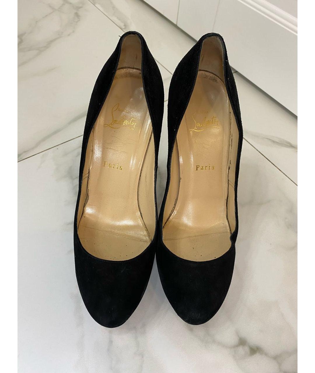 CHRISTIAN LOUBOUTIN Черные замшевые туфли, фото 3