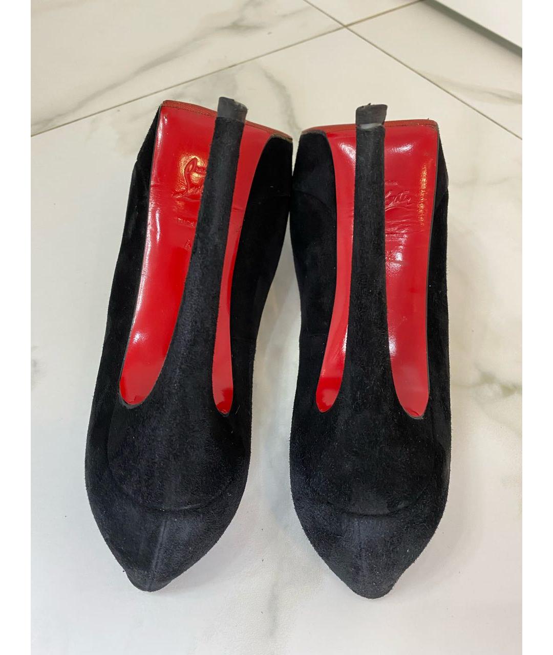 CHRISTIAN LOUBOUTIN Черные замшевые туфли, фото 5
