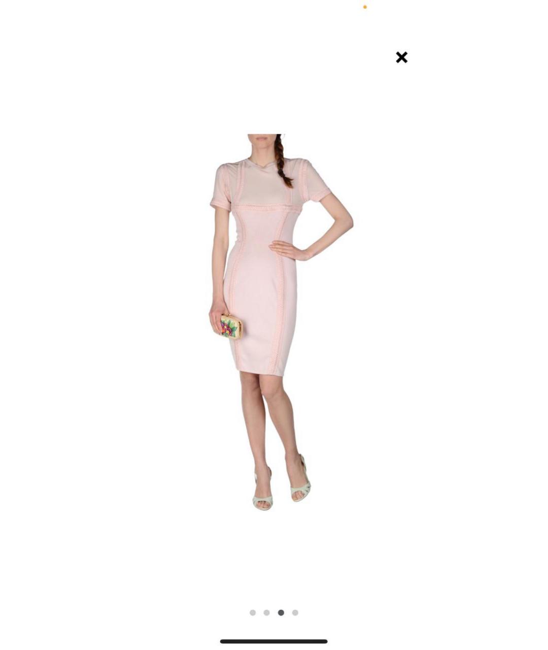 VERSACE Розовое шерстяное коктейльное платье, фото 6