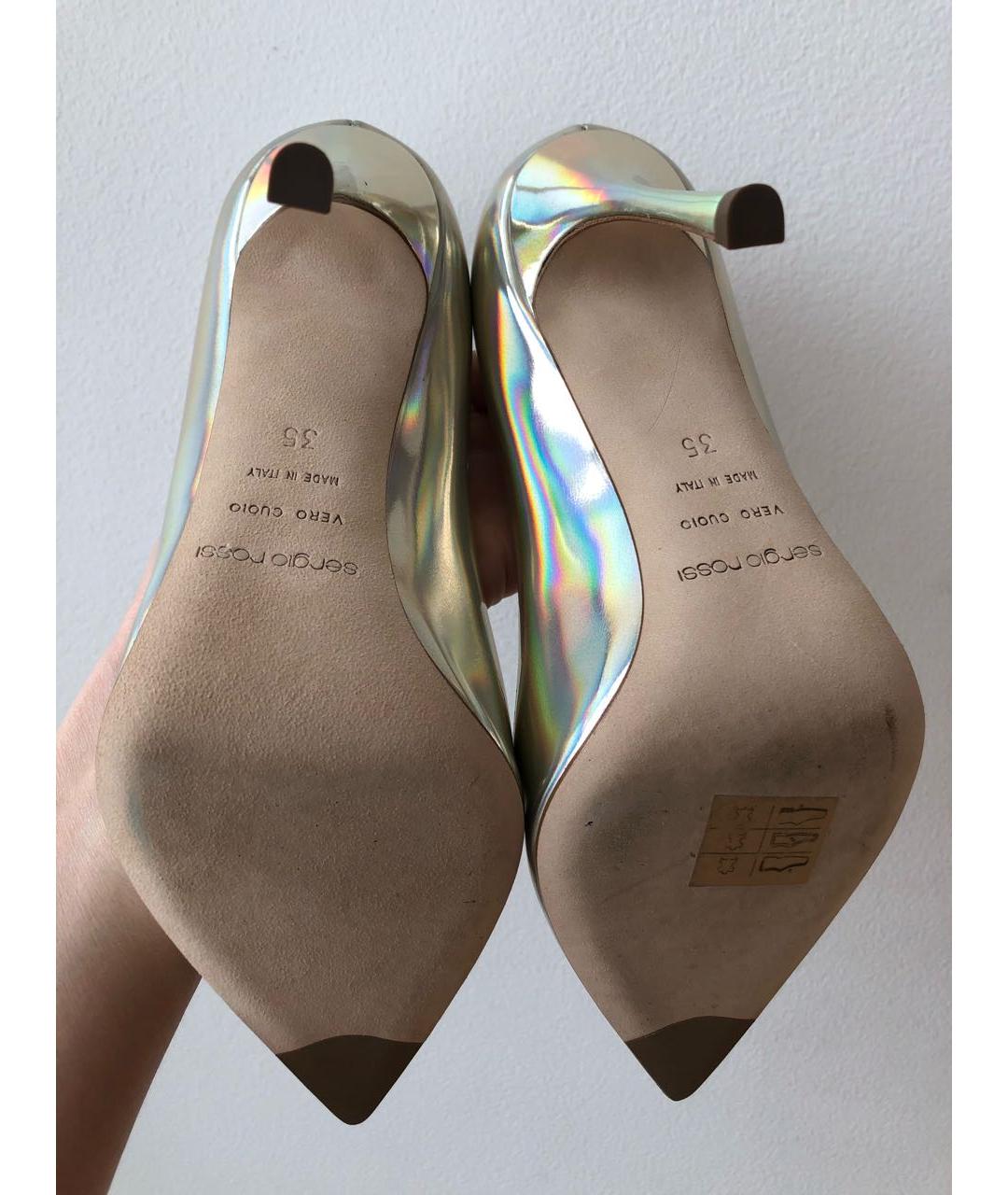 SERGIO ROSSI Золотые туфли из лакированной кожи, фото 5