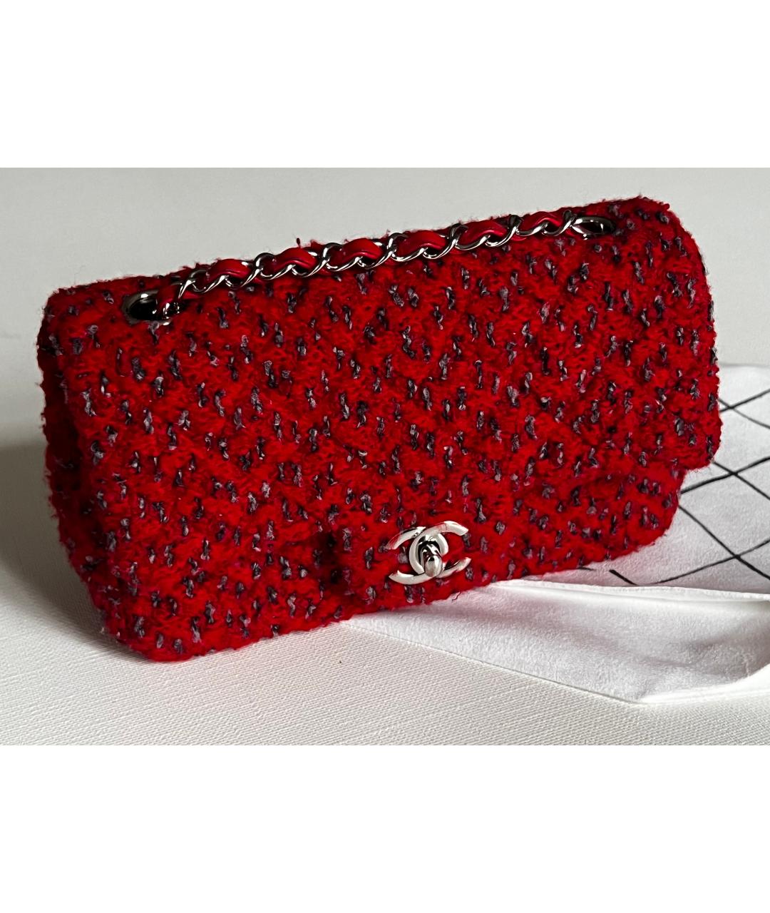CHANEL Красная твидовая сумка через плечо, фото 2