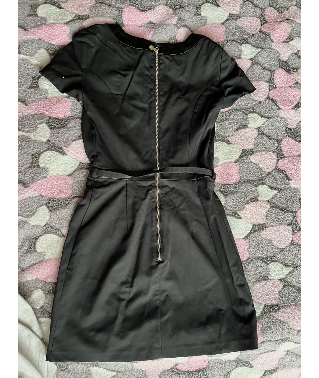 ELISABETTA FRANCHI Черное хлопко-эластановое коктейльное платье, фото 2