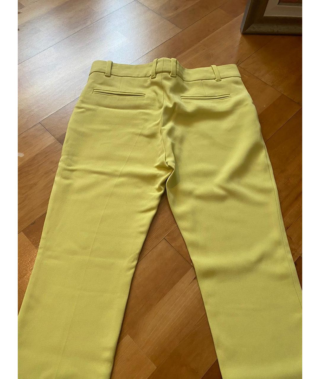 GUCCI Желтые вискозные прямые брюки, фото 2