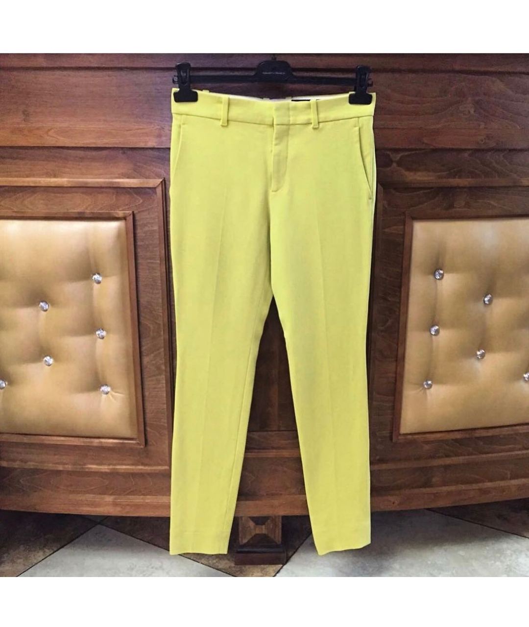 GUCCI Желтые вискозные прямые брюки, фото 7