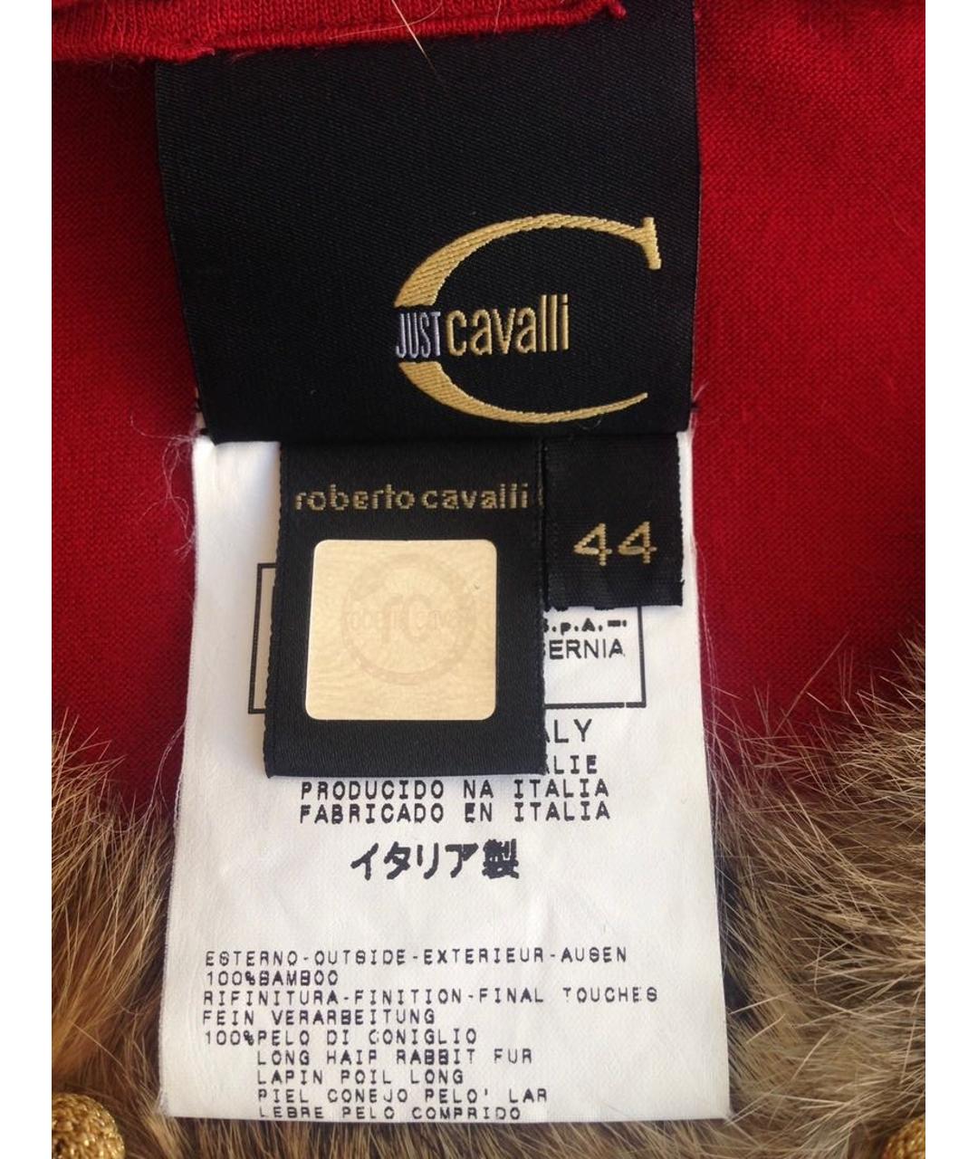 JUST CAVALLI Красная хлопко-эластановая футболка, фото 6