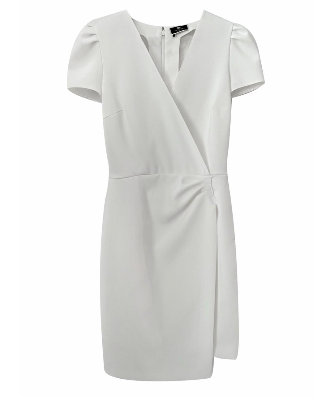 ELISABETTA FRANCHI Белое шифоновое коктейльное платье, фото 1