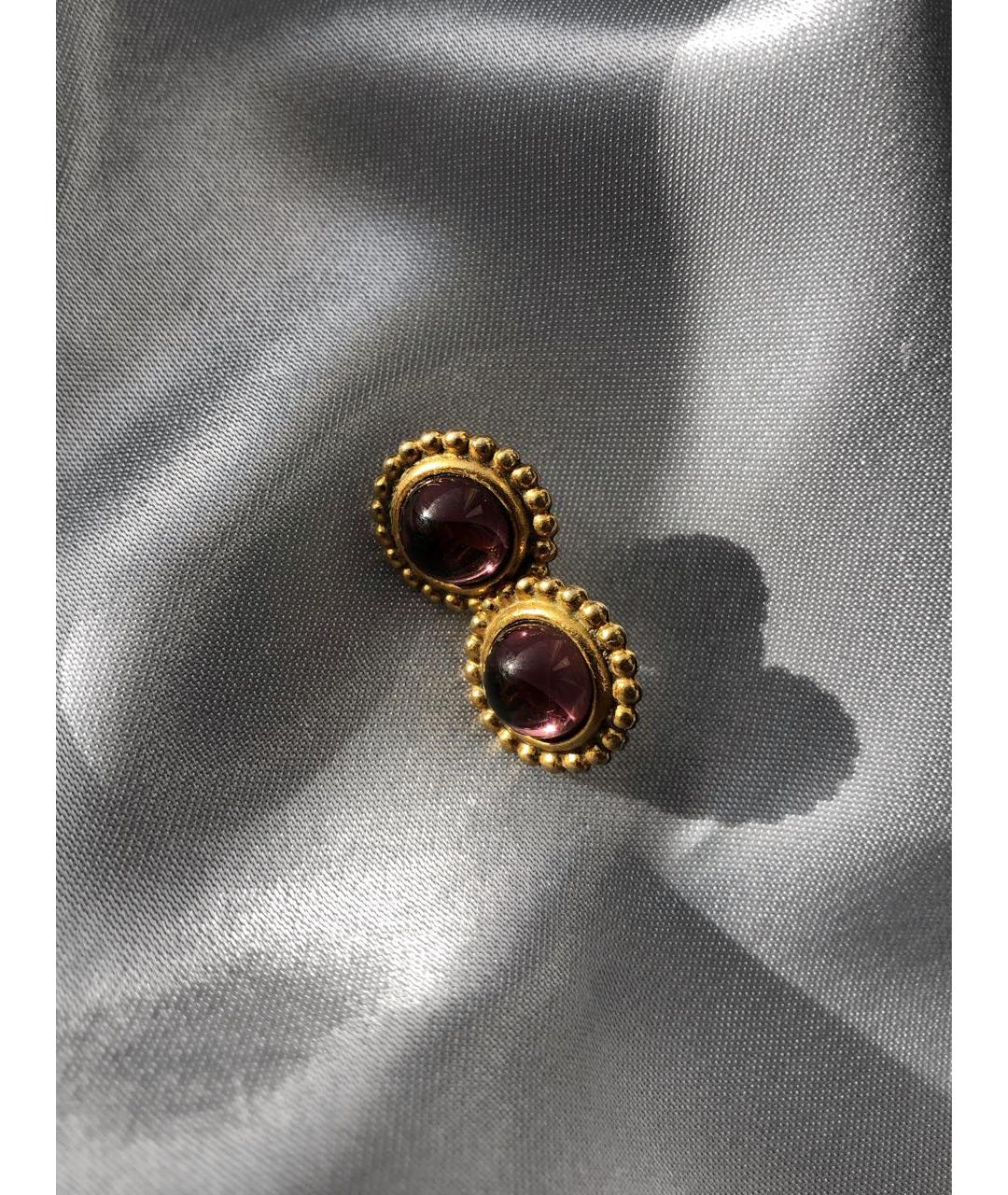 SAINT LAURENT Фиолетовые металлические серьги, фото 2