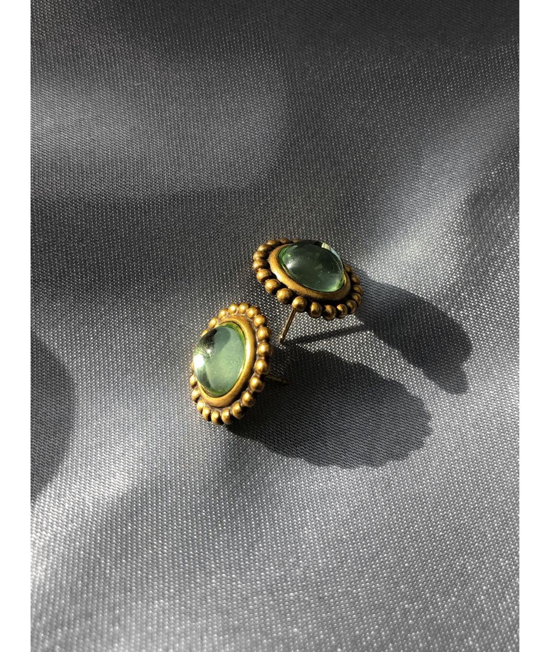 SAINT LAURENT Зеленые металлические серьги, фото 4