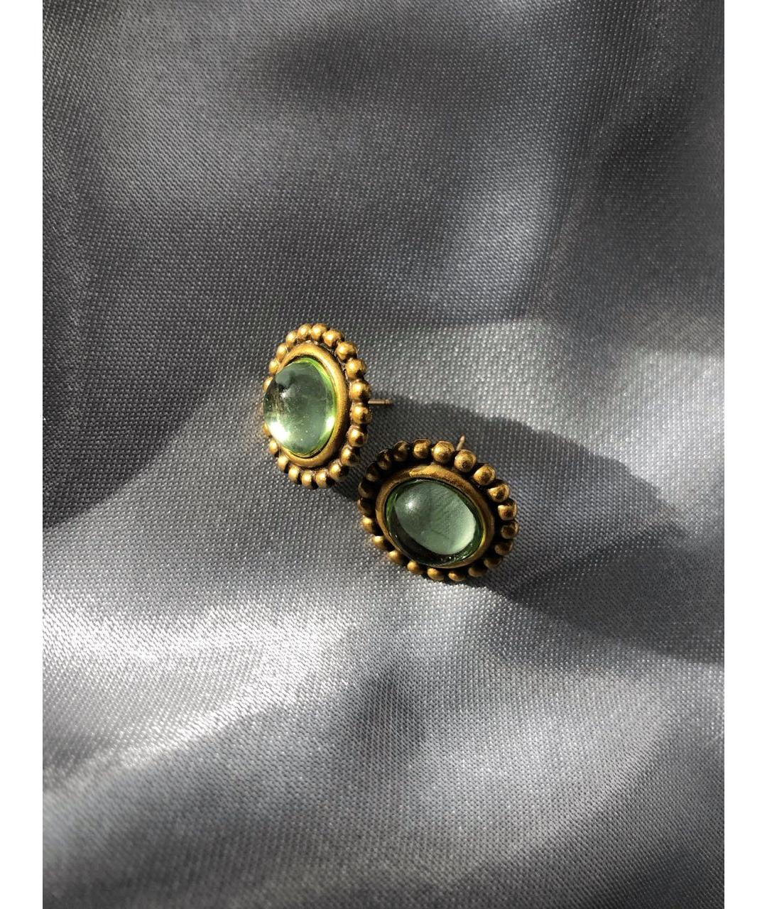 SAINT LAURENT Зеленые металлические серьги, фото 3