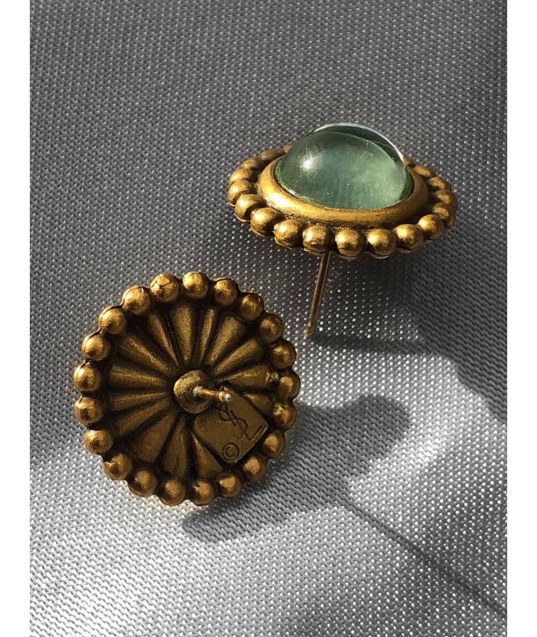 SAINT LAURENT Зеленые металлические серьги, фото 5