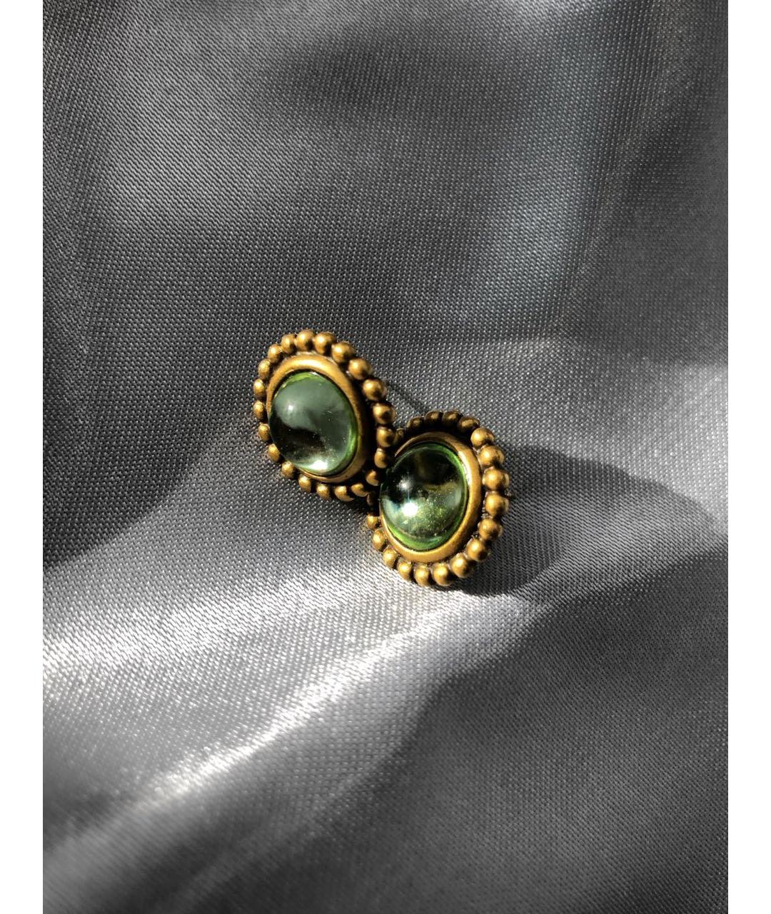 SAINT LAURENT Зеленые металлические серьги, фото 2