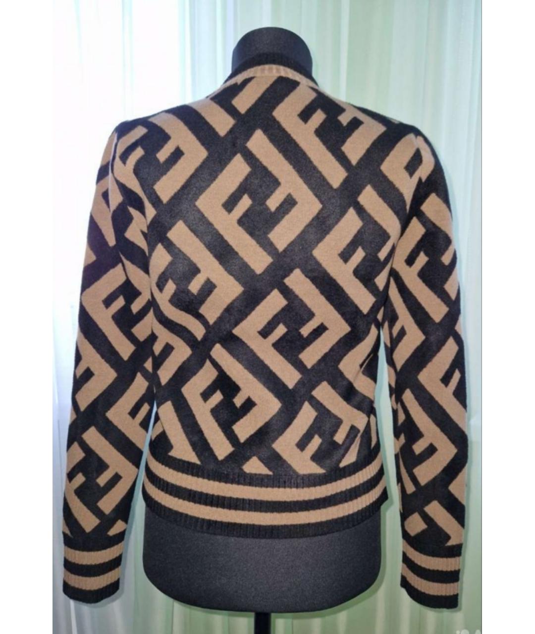 FENDI Коричневый шерстяной джемпер / свитер, фото 2