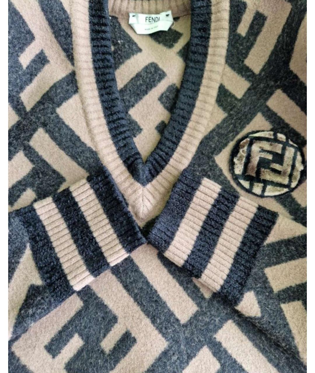 FENDI Коричневый шерстяной джемпер / свитер, фото 8