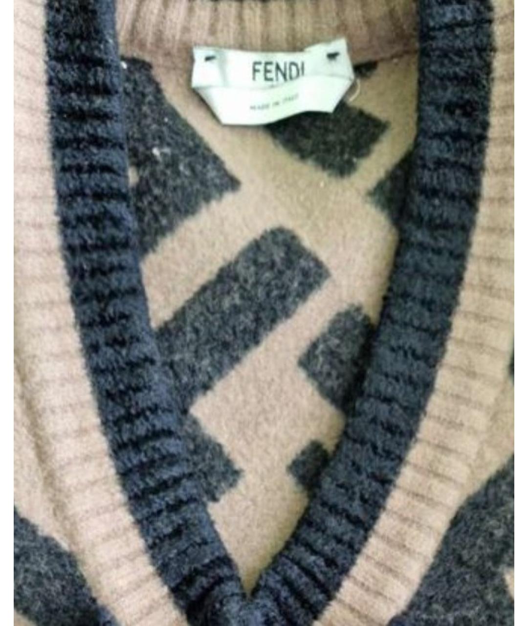FENDI Коричневый шерстяной джемпер / свитер, фото 3