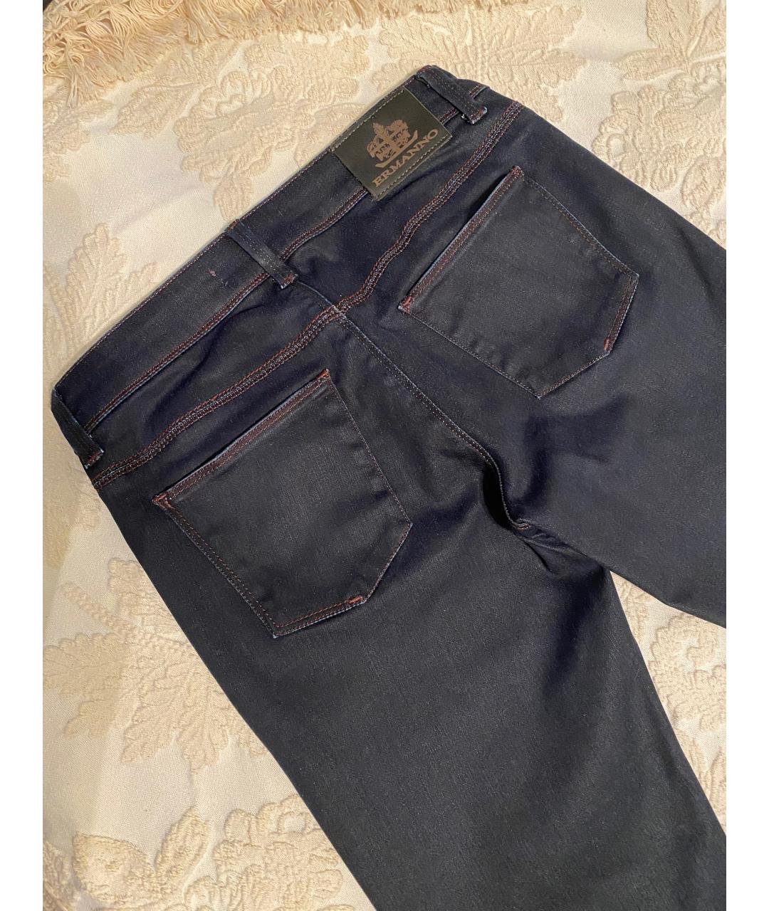 ERMANNO ERMANNO Темно-синие хлопковые прямые джинсы, фото 6