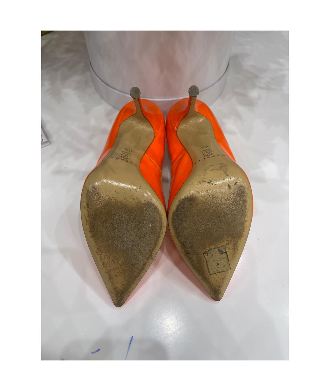 CASADEI Оранжевое свадебные туфли на высоком каблуке из лакированной кожи, фото 5