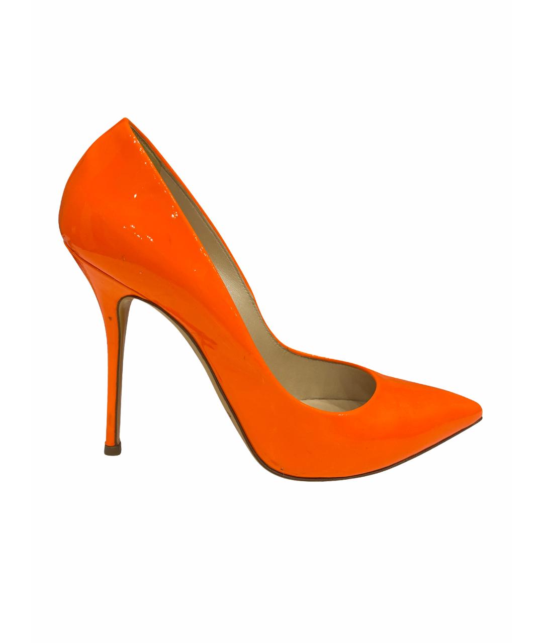 CASADEI Оранжевое свадебные туфли на высоком каблуке из лакированной кожи, фото 1