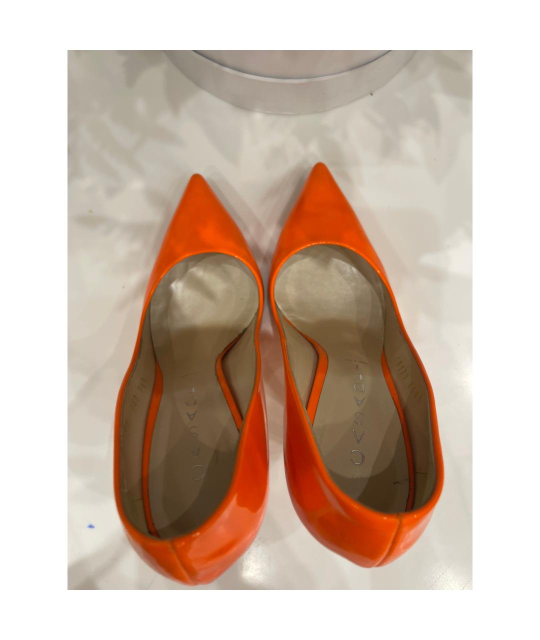 CASADEI Оранжевое свадебные туфли на высоком каблуке из лакированной кожи, фото 3