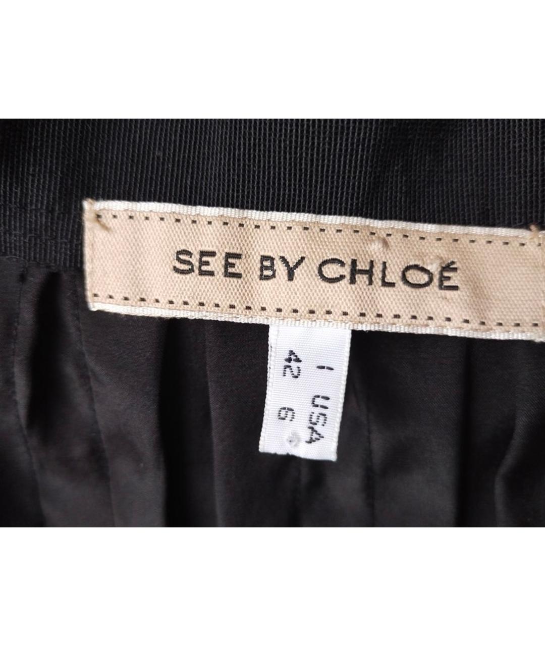 SEE BY CHLOE Черная шелковая юбка миди, фото 3