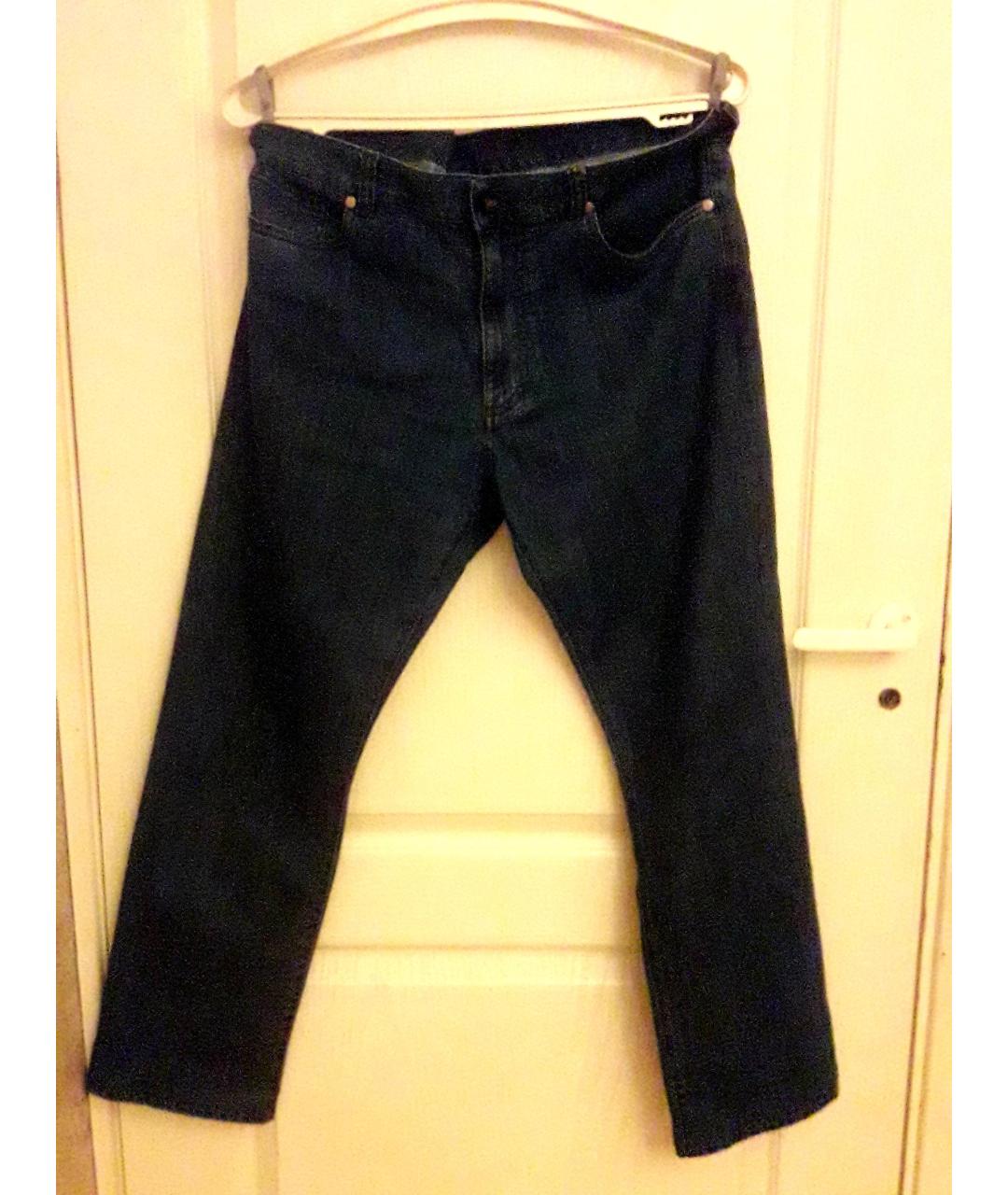 CANALI Темно-синие хлопковые прямые джинсы, фото 9