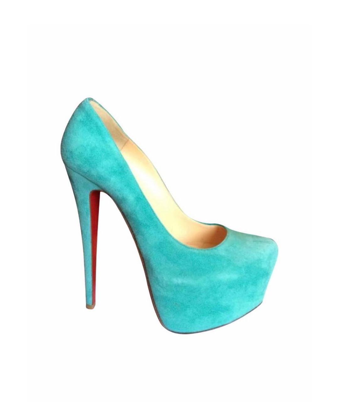 CHRISTIAN LOUBOUTIN Бирюзовые замшевые туфли, фото 7