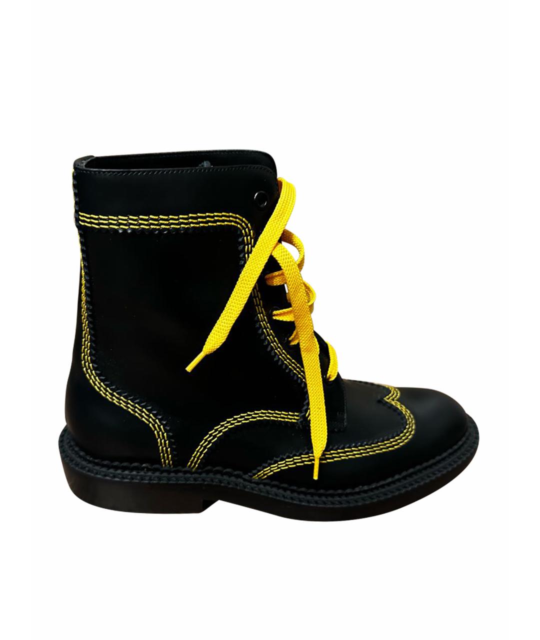 BURBERRY Черные кожаные высокие ботинки, фото 1