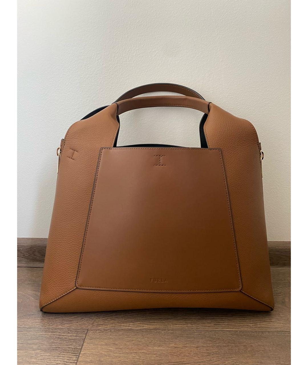 FURLA Коричневая кожаная сумка тоут, фото 7