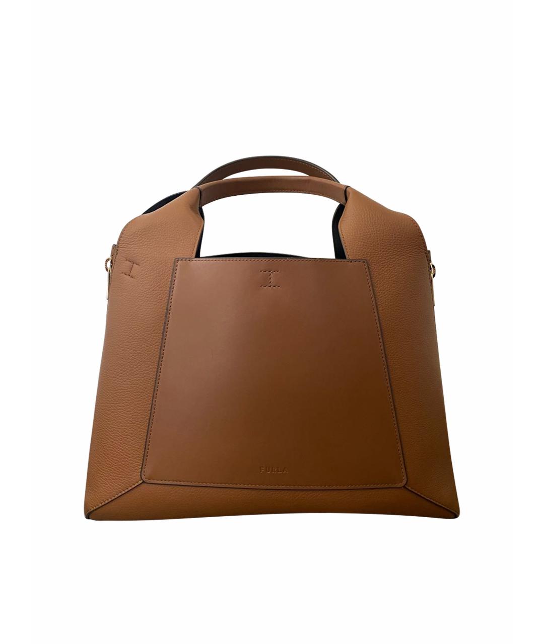 FURLA Коричневая кожаная сумка тоут, фото 1