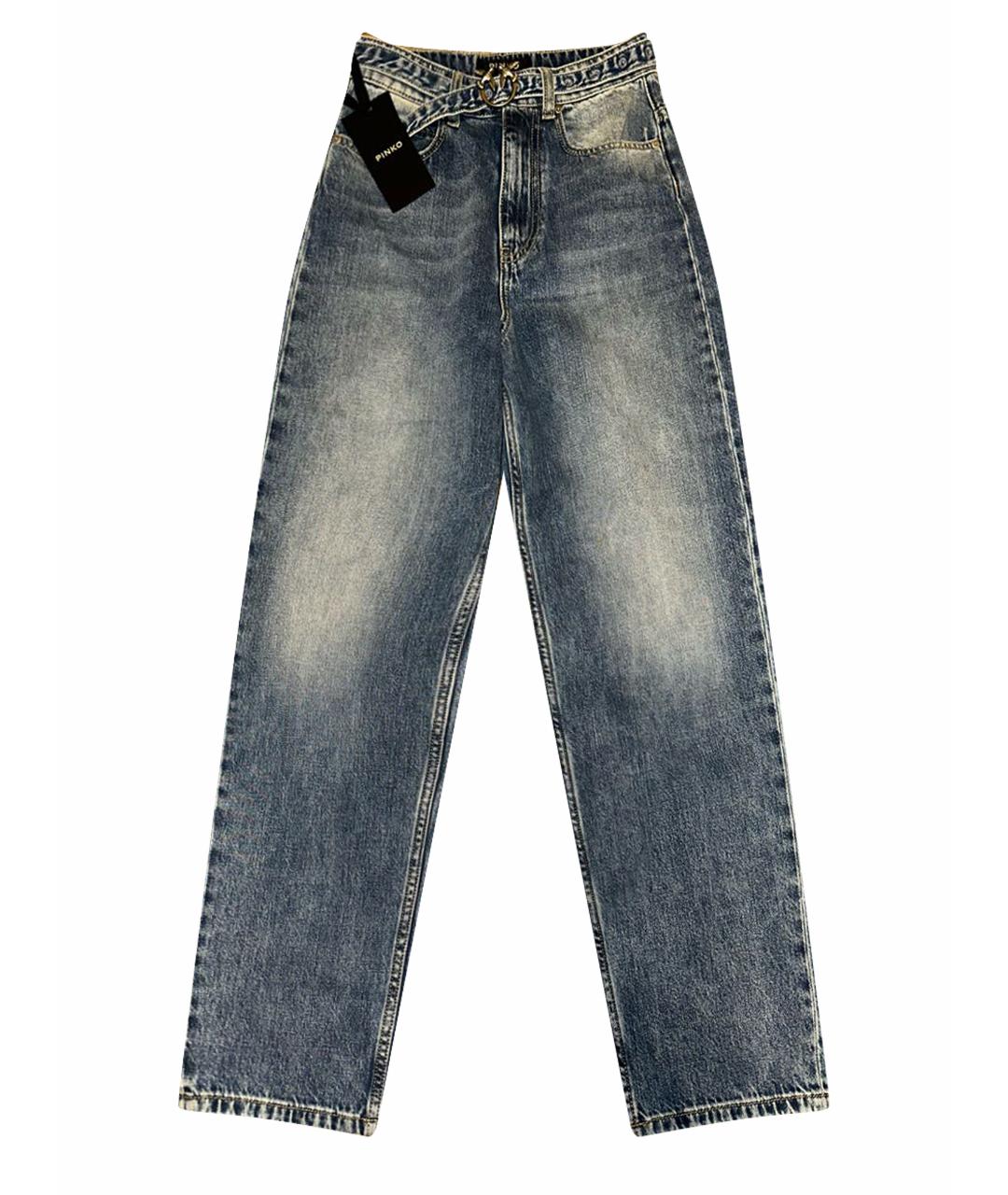 PINKO Синие хлопковые прямые джинсы, фото 1