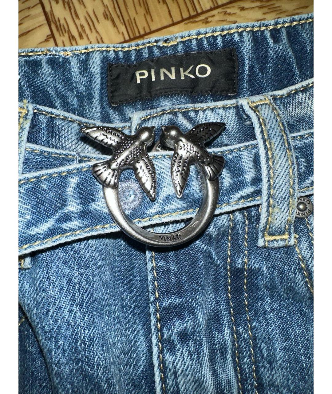 PINKO Синие хлопковые прямые джинсы, фото 3