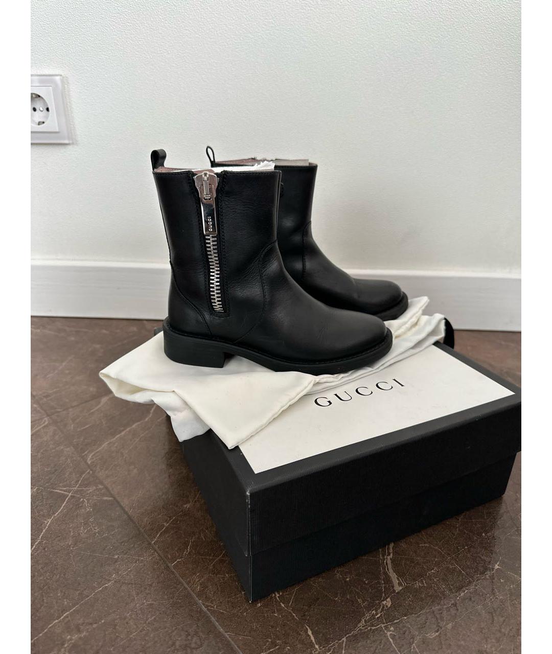 GUCCI KIDS Черные кожаные ботинки, фото 7
