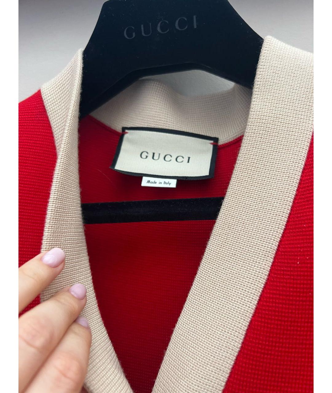 GUCCI Красное шерстяное повседневное платье, фото 3