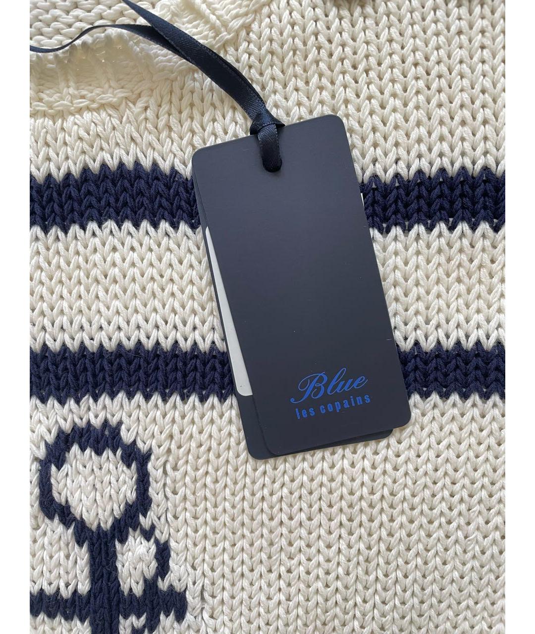 BLUE LES COPAINS Белый хлопковый джемпер / свитер, фото 5