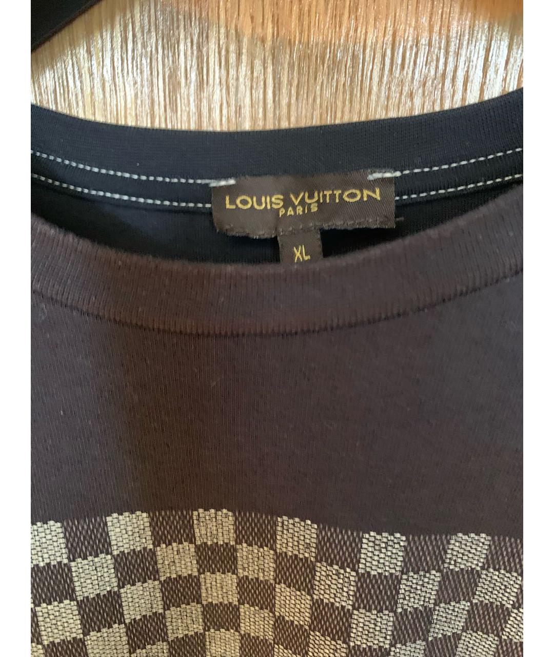 LOUIS VUITTON Черная хлопко-эластановая футболка, фото 4