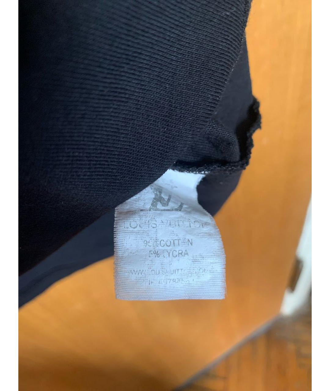 LOUIS VUITTON Черная хлопко-эластановая футболка, фото 5