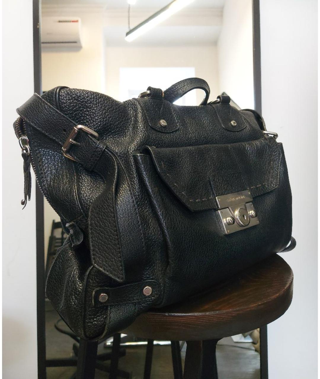 COSTUME NATIONAL Черная кожаная сумка с короткими ручками, фото 2