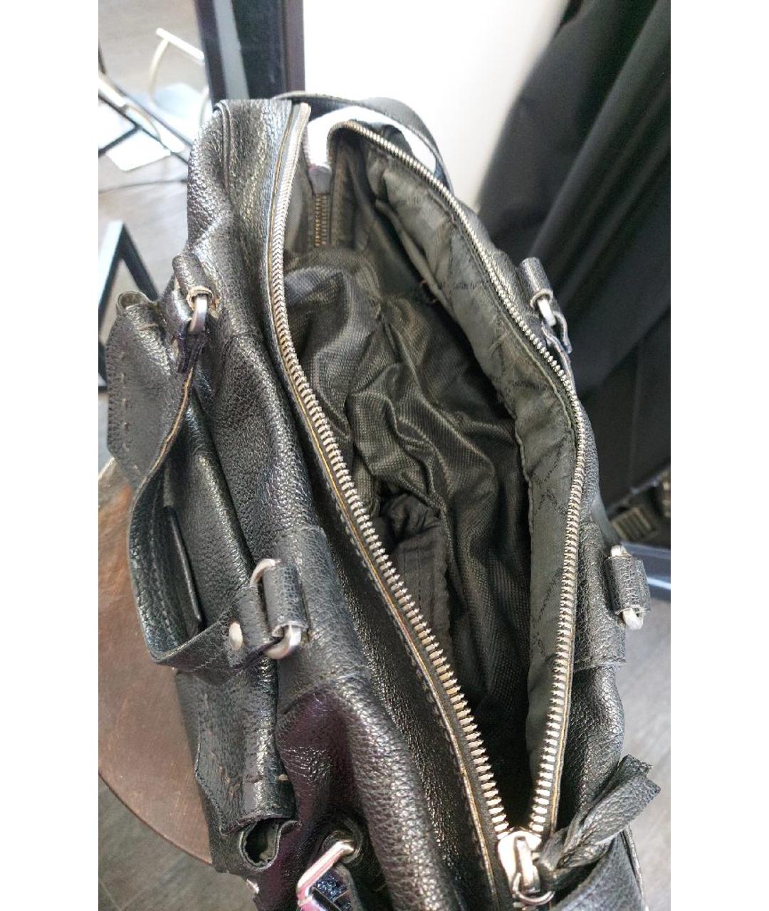 COSTUME NATIONAL Черная кожаная сумка с короткими ручками, фото 4